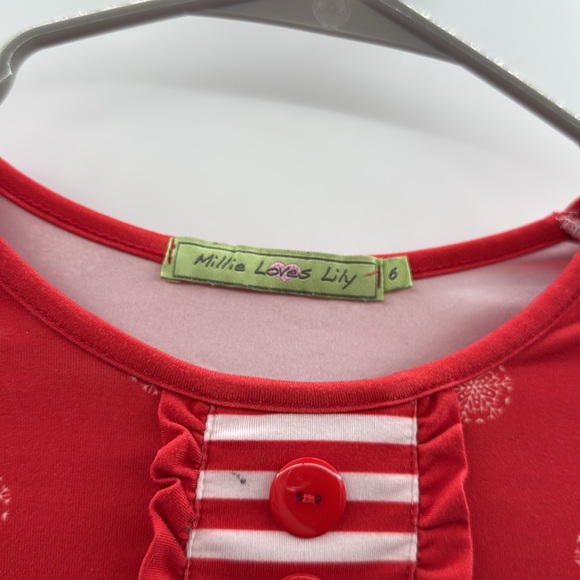Millie Loves Lily Red Kids Dress with Festive Characters - Picture 3 of 5